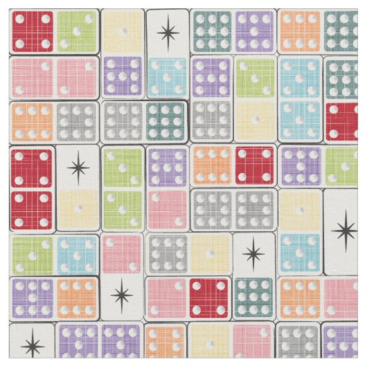 Retro Sternexplosion Dominoes Stoff (Nahaufnahme)
