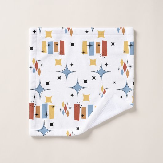 Retro-Sternexplosion Mitte des Jahrhunderts Badhandtuch Set (Waschlappen)