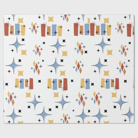 Retro-Sternexplosion Mitte des Jahrhunderts Geschenkpapier (Flach)