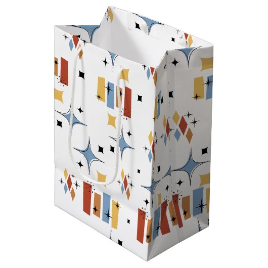 Retro-Sternexplosion Mitte des Jahrhunderts Mittlere Geschenktüte (Vorderseite Schrägansicht)