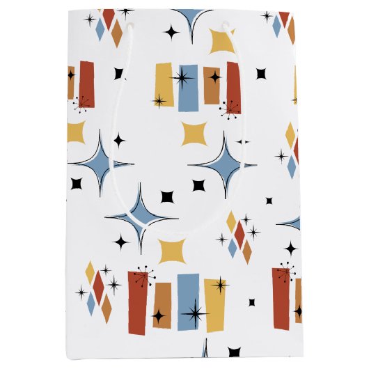 Retro-Sternexplosion Mitte des Jahrhunderts Mittlere Geschenktüte (Vorderseite)
