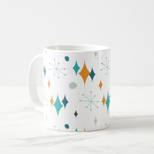 Retro-Sternexplosion Mitte des Jahrhunderts Modern Kaffeetasse (Vorderseite Links)