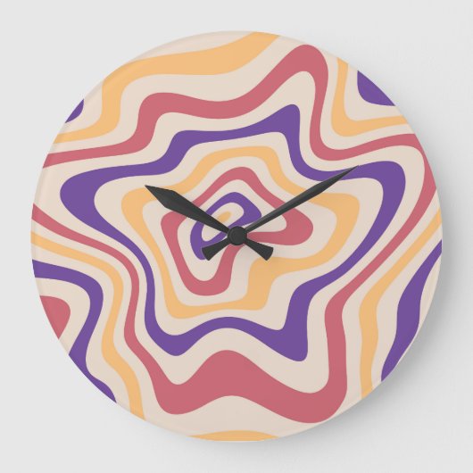 Retro Sternexplosion Psychedelischer Hintergrund Große Wanduhr (Vorderseite)