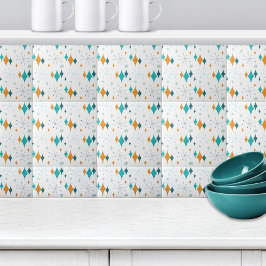 Retro Sternexplosion Sterne Muster Orange Aquamari Fliese