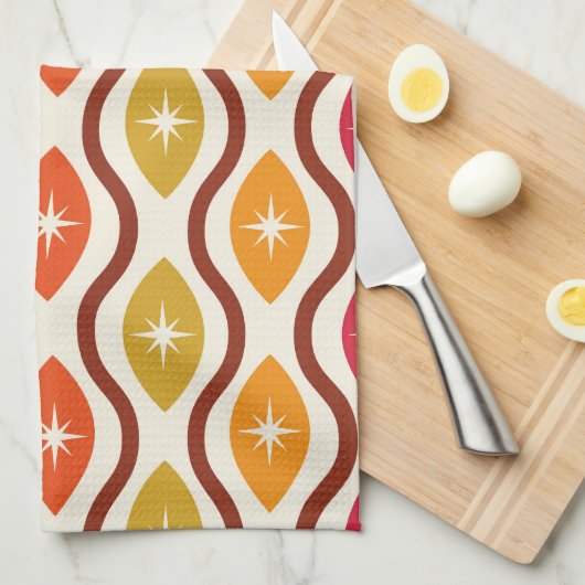 Retro-Sternexplosionen auf farbigen Ogeovalen Geschirrtuch (Viertel Falte)