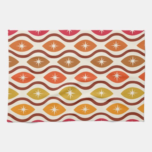 Retro-Sternexplosionen auf farbigen Ogeovalen Geschirrtuch (Horizontal)