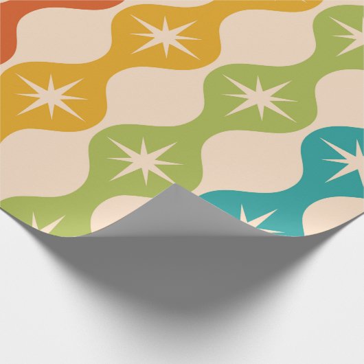 Retro-Sternexplosionen der Mitte des Jahrhunderts Geschenkpapier (Ecke)