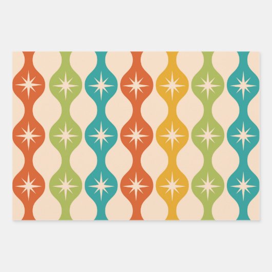 Retro-Sternexplosionen der Mitte des Jahrhunderts Geschenkpapier Set (Vorderseite 3)