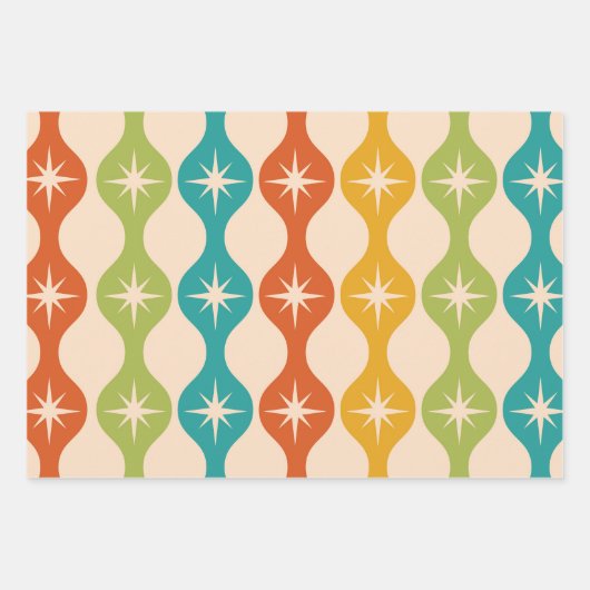 Retro-Sternexplosionen der Mitte des Jahrhunderts  Geschenkpapier Set (Vorderseite 2)