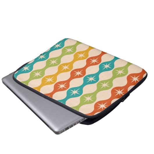 Retro-Sternexplosionen der Mitte des Jahrhunderts Laptopschutzhülle (Vorne Knopf)