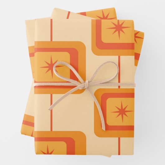 Retro-Sternexplosionen des Mitteljahrhunderts auf Geschenkpapier Set (Beispiel)