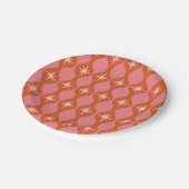 Retro-Sternexplosionen des Mitteljahrs in Orange P Pappteller (Schrägansicht)