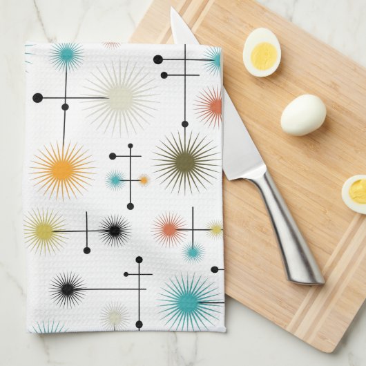 Retro Sternexplosionen ein Go-Go! Geschirrtuch (Viertel Falte)