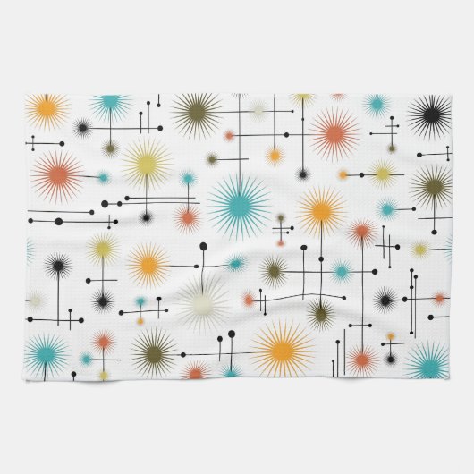Retro Sternexplosionen ein Go-Go! Geschirrtuch (Horizontal)