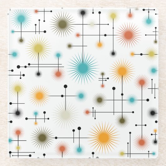 Retro Sternexplosionen ein Go-Go! Glasuntersetzer (Vorderseite)