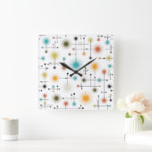 Retro Sternexplosionen ein Go-Go! Quadratische Wanduhr (Zuhause)