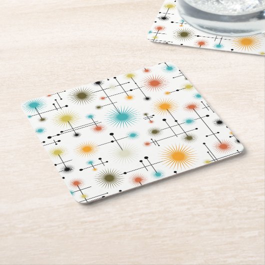 Retro Sternexplosionen ein Go-Go! Rechteckiger Pappuntersetzer (angewinkelt)
