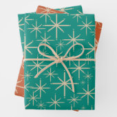 Retro-Sternexplosionen in mittlerer Mod Beige, Ora Geschenkpapier Set (Beispiel)