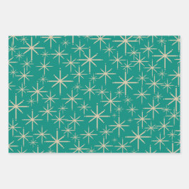 Retro-Sternexplosionen in mittlerer Mod Beige, Ora Geschenkpapier Set