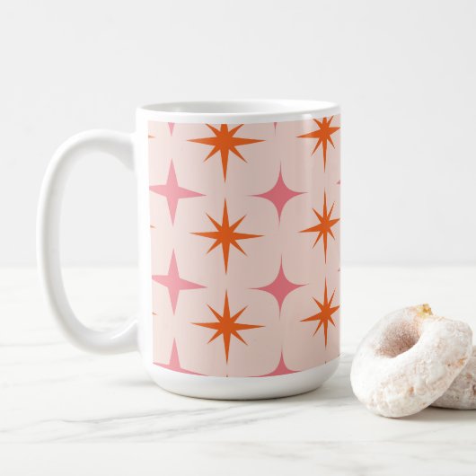 Retro-Sternexplosionen Mitte des Jahrhunderts Must Kaffeetasse (Mit Donut)