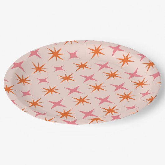 Retro-Sternexplosionen Mitte des Jahrhunderts Must Pappteller (Schrägansicht)