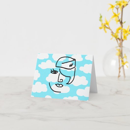 Retro Stewarß Note Cards Karte (Gelbe Blume)