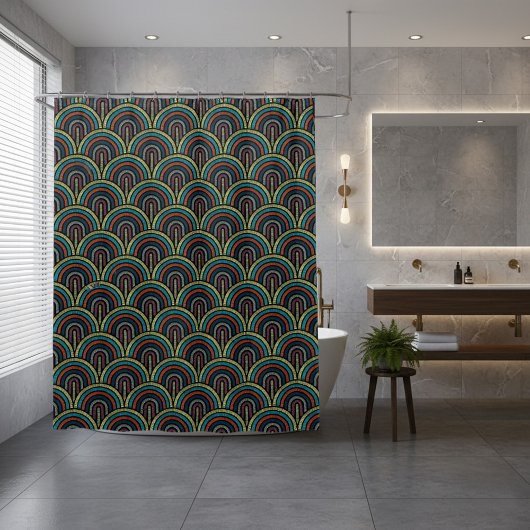 Retro-Stickereimuster Duschvorhang