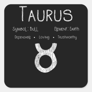 Retro Stier-Sternzeichen Stier Erde Astrologie-Ges Quadratischer Aufkleber