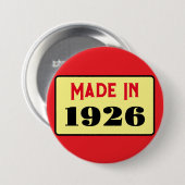 Retro-Stil 100. Geburtstagsabzeichen 1926 Button (Vorne & Hinten)
