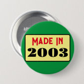 Retro-Stil 21. Geburtstag Abzeichen 2003 Button (Vorne & Hinten)