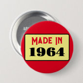 Retro-Stil 60. Geburtstag Abzeichen 1964 Button (Vorne & Hinten)