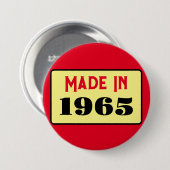 Retro-Stil 60. Geburtstag Abzeichen 1965 Button (Vorne & Hinten)