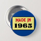 Retro-Stil 60. Geburtstag Abzeichen 1965 Button (Vorne & Hinten)