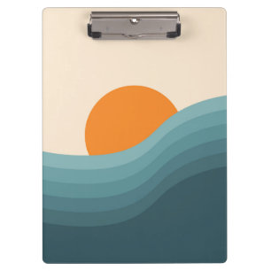 Retro-Stil abstraktes Sonnenuntergang-Landschaftsb Klemmbrett