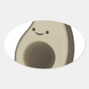 Retro-Stil-Avocado-Zeichnung Ovaler Aufkleber