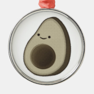 Retro-Stil-Avocado-Zeichnung Silbernes Ornament