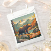 Retro-Stil Bären Cartoon und Gebirgszug Poster Geschenktütchen (Ausgeschnitten)