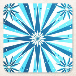 Retro-Stil Blau Starburst-Papieruntersetzer Rechteckiger Pappuntersetzer