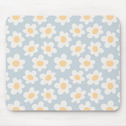 Retro-Stil blüht auf blauem Hintergrund Mousepad (Vorne)