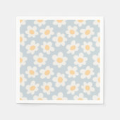 Retro-Stil blüht auf blauem Hintergrund Serviette (Vorderseite)