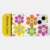 Retro-Stil Blumen Flower Power Monogramm Case-Mate iPhone Hülle (Rückseite (Horizontal))