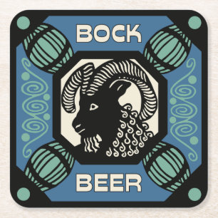 Retro-Stil Bock Bierquadrat und Paper Untersetzer