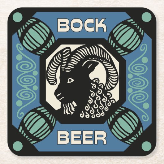 Retro-Stil Bock Bierquadrat und Paper Untersetzer (Vorderseite)