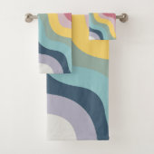 Retro-Stil bunt diagonale Wellen Design Badhandtuch Set (Insitu)