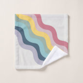 Retro-Stil bunt diagonale Wellen Design Badhandtuch Set (Waschlappen)