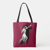 Retro-Stil Burgundy Tango Tänzer Tote Bag Tasche (Rückseite)