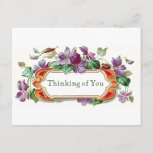 Retro-Stil Denken an Dich Vintage-Blumen Veilchen Postkarte