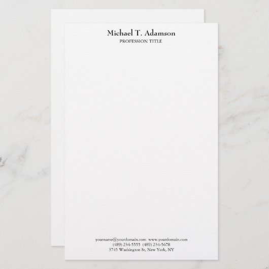 Retro-Stil Elegant Schlicht, einfach und weiß Briefpapier (Vorne/Hinten)