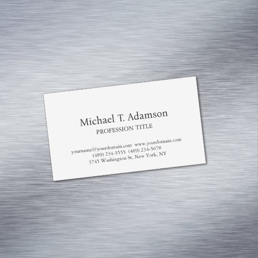 Retro-Stil Elegant Schlicht, einfach und weiß Magnetische Visitenkarte (Beispiel)