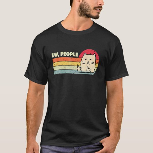 Retro-Stil Ew Leute Katze Katze T-Shirt (Vorderseite)